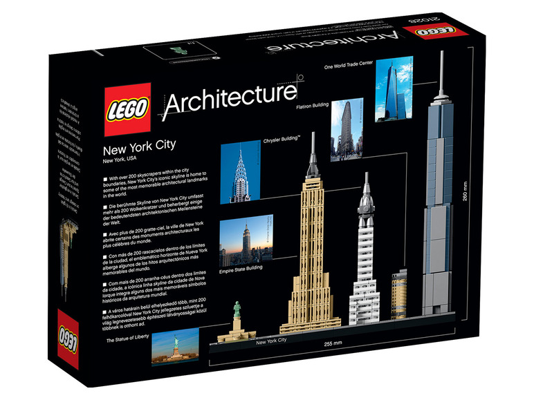 Ensemble LEGO Architecture avec des monuments emblématiques de New York, y compris le One World Trade Center.