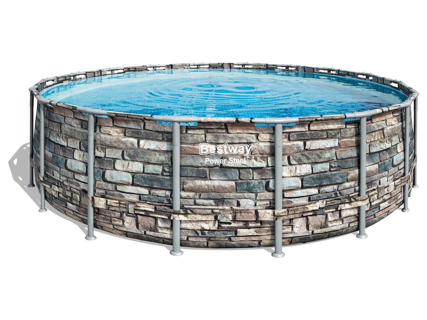 Bestway Power Steel™ Piscine hors sol complète, ronde, avec pompe de filtration, échelle de sécurité et bâche de couverture