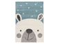 Un tapis bleu clair avec un adorable motif d'ours.