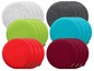 Six ensembles de dessous de plat ronds Magna en gris, vert, turquoise et rouge.