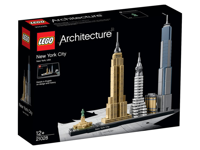 Ensemble LEGO Architecture de la skyline de New York, incluant l'Empire State Building et le One World Trade Center.