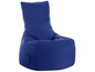 Un fauteuil de type sac bleu.