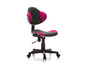 Un fauteuil de bureau à roulettes rose et noir.