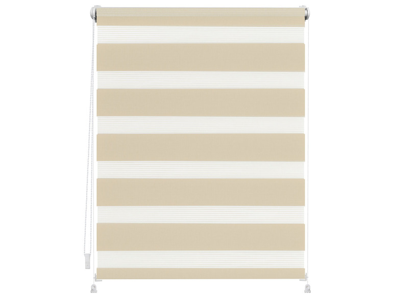 Store enrouleur à bandes beige avec cordon