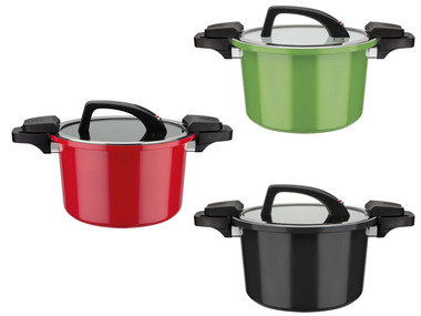 Casserole basse consommation GSW, couvercle en verre avec soupape à vapeur, en aluminium, revêtement anti-adhésif