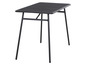 Une table en métal noire avec un plateau carré.