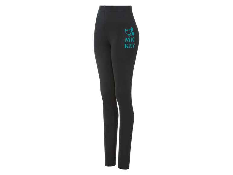 Leggings noirs avec un motif Mickey Mouse.