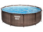 Une piscine ronde Bestway Steel Pro Max avec un design en osier.