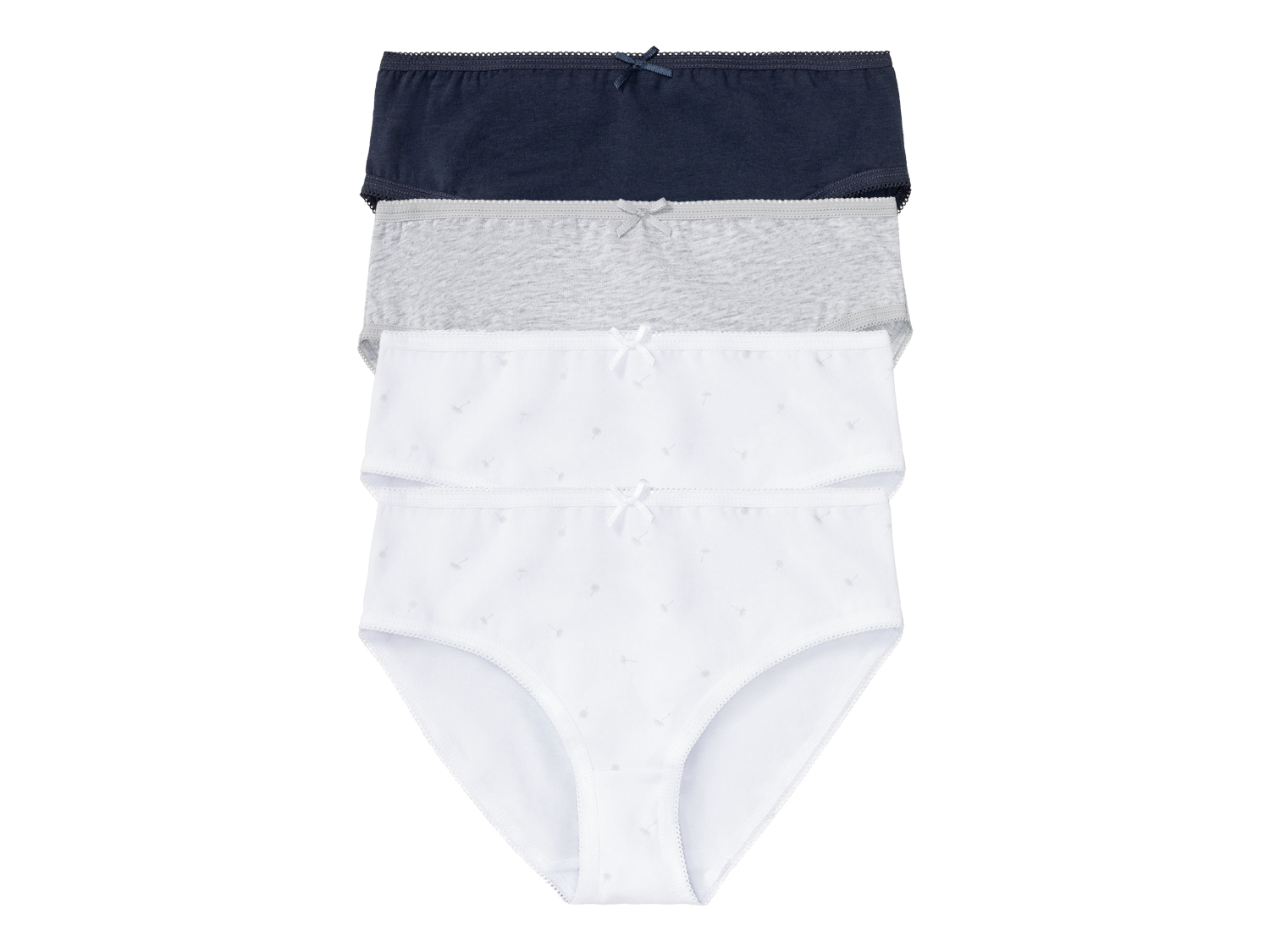 pepperts!® Lot de 4 culottes fille (motif/bleu marine/gris/blanc)