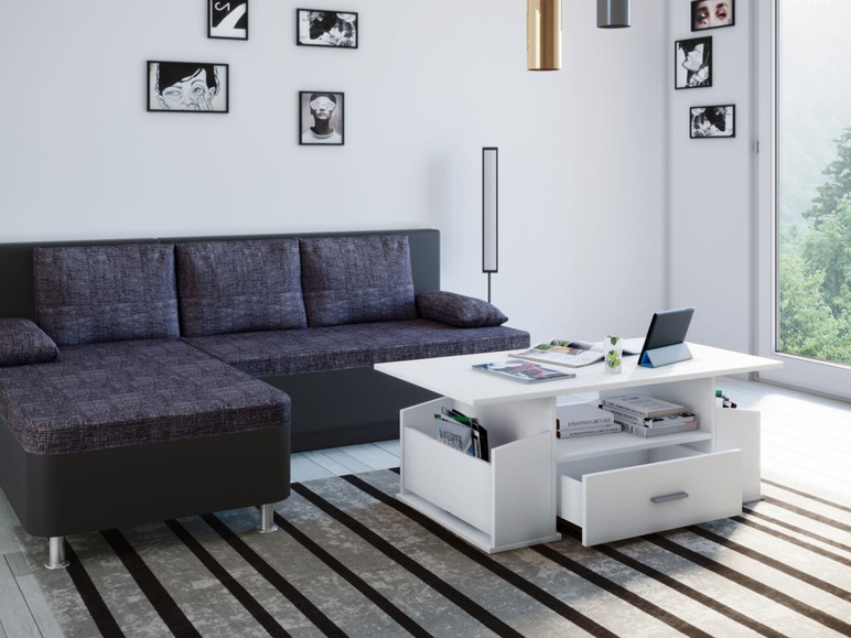 Aller en mode plein écran : VCM Table basse Junata, avec tiroir, 44 x 110 x 52 cm - Image 4