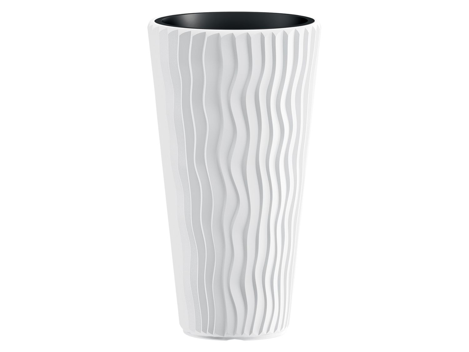 Prosperplast Pot à fleurs Sandy Slim, aspect ondulations (blanc, l 30 x H 53 x P 30 cm)