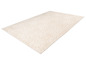 Tapis beige avec un motif géométrique blanc.
