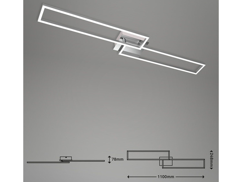 Luminaire LED de plafond moderne avec des luminaires rectangulaires.
