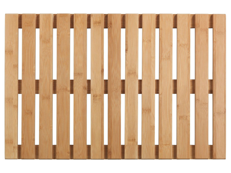Un tapis de bain en bambou.