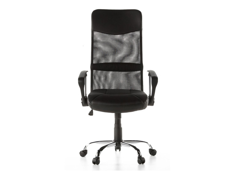 Chaise de bureau noire avec dossier en maille.