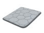 Un tapis de bain gris avec un motif de pierre.