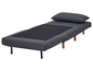Un canapé-lit gris avec un coussin.