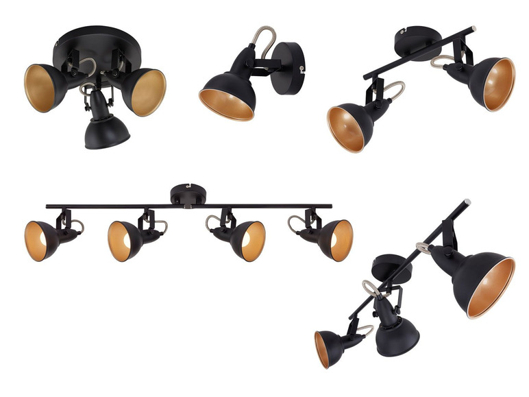 Spots noirs avec intérieur doré, en version individuelle ou triple.