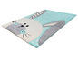Un tapis bleu clair avec un design adorable de lapin.