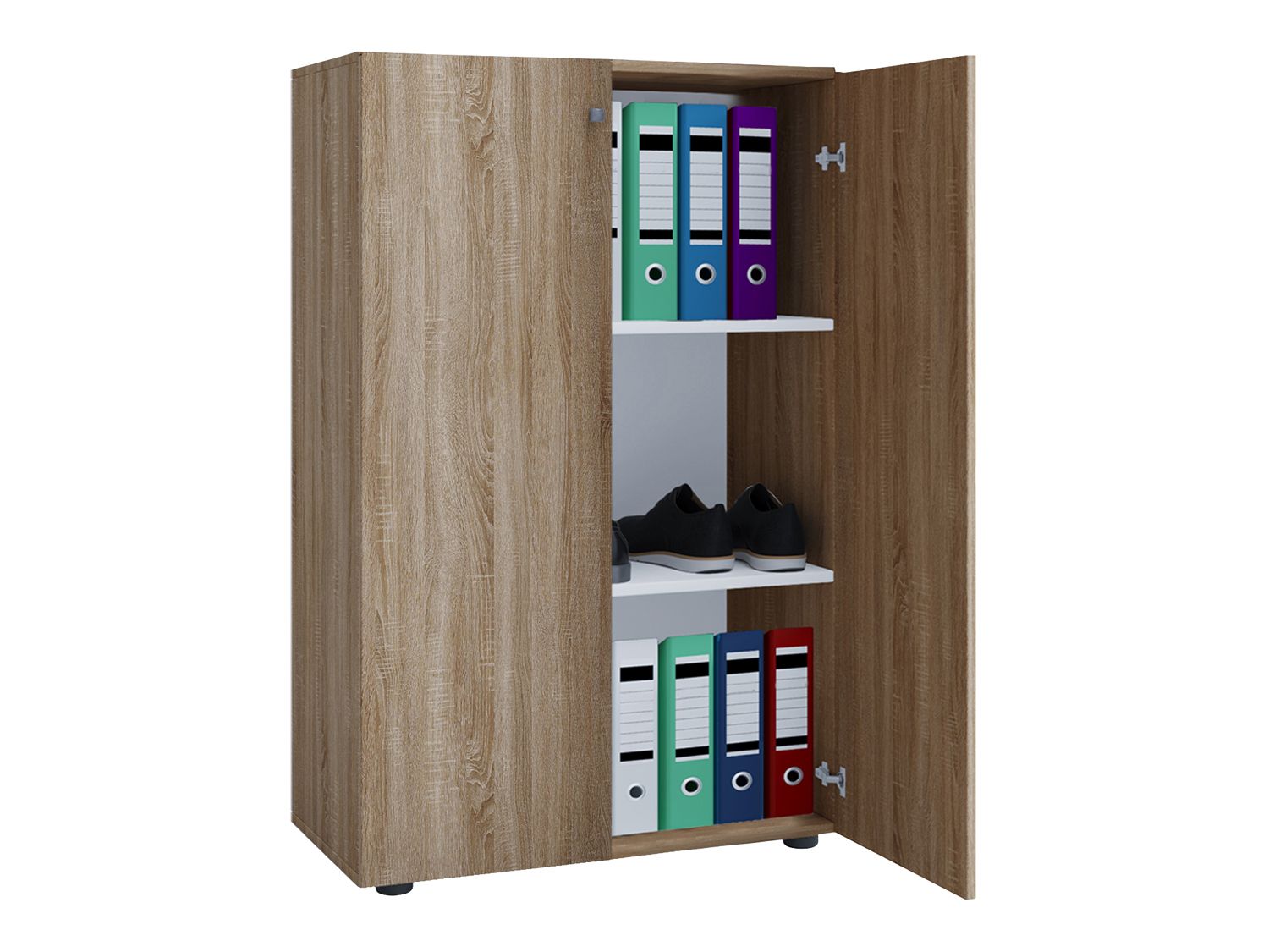 Armoire de bureau Lona (portes battantes, XL, aspect bois)