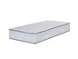Un matelas blanc avec une bordure gris foncé.