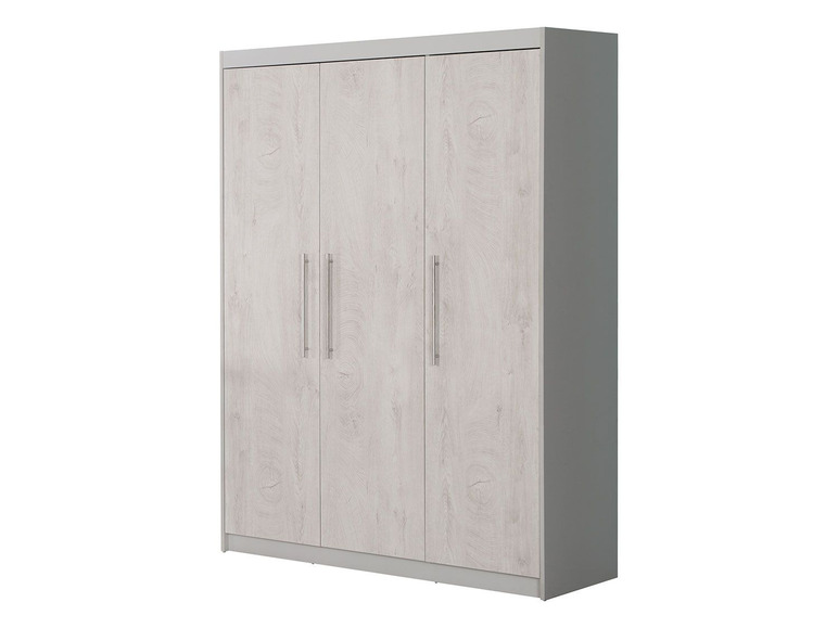 Une armoire blanche avec trois portes.