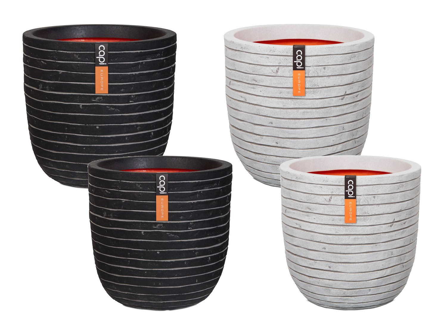 Capi Europe Capi Pot de plantation »Row«, rond, anthracite, ivoire, Ø 35 x 34 cm (h) ou Ø 43 x 41 cm (h)