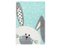 Un tapis bleu clair avec un lapin adorable