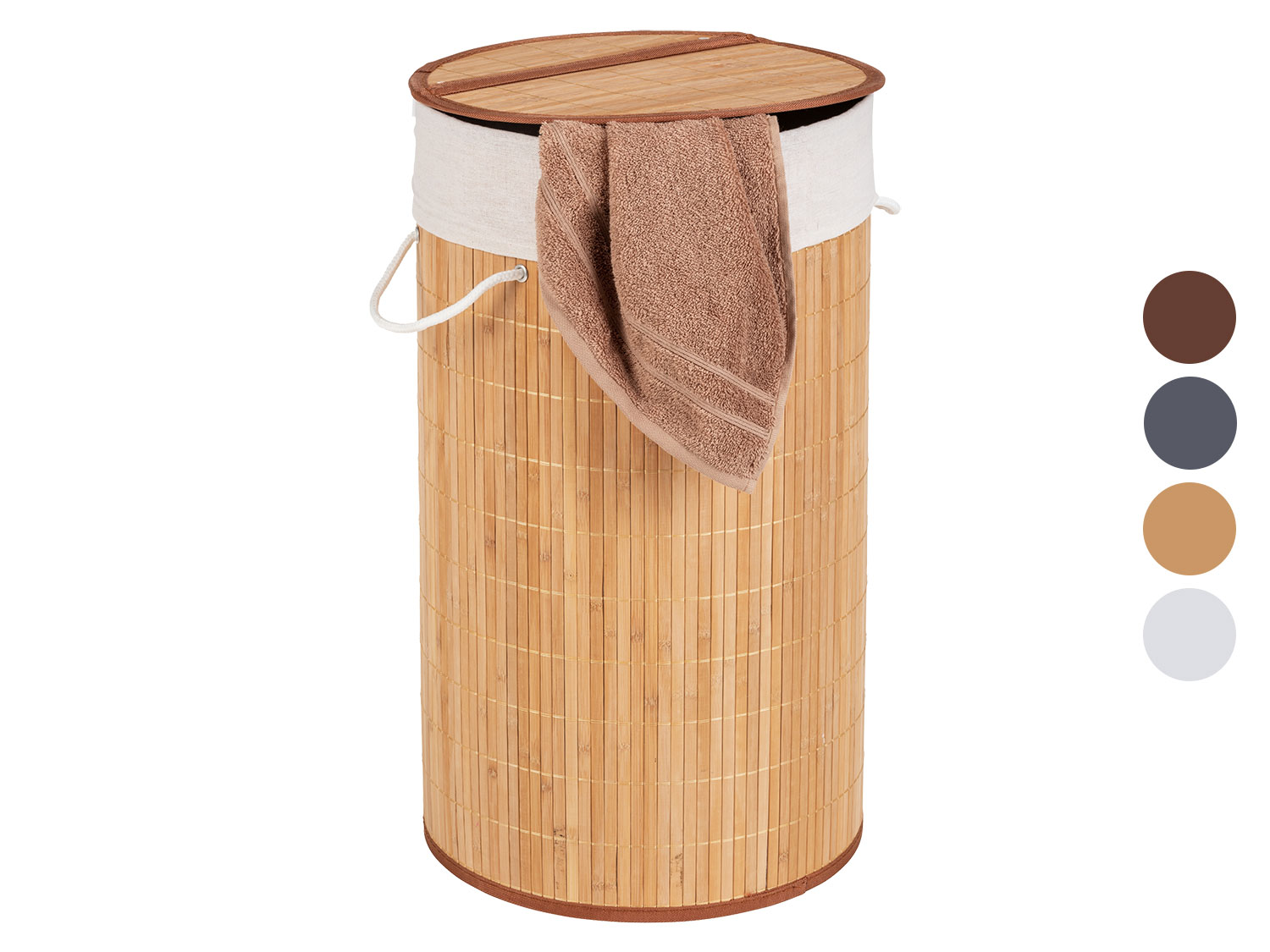 Wenko Panier à linge en bambou, 55 L, avec sac à linge