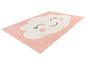 Un tapis rose avec un nuage souriant.