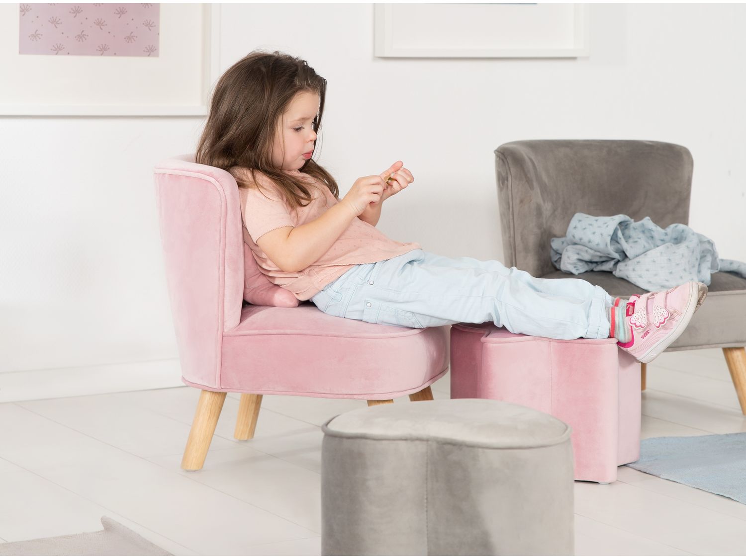 roba Fauteuil Club en Velours pour Garçon "Lil Sofa" Chaise Enfant avec Accoudoirs Confortable - vue 6