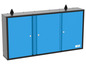 Une armoire de rangement métallique bleue à trois portes de la marque Guide.