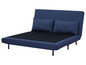 Un canapé-lit bleu avec deux coussins.