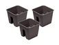 Trois pots de fleurs muraux en osier brun