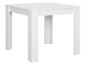 Table à manger carrée blanche avec des pieds droits.