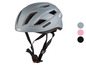 Un casque de vélo Abus gris avec différentes options de couleur.