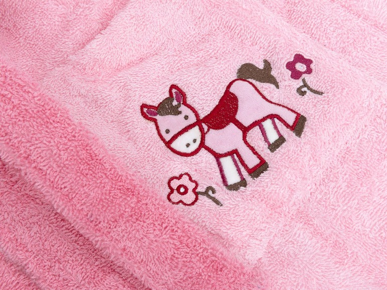 Aller en mode plein écran : Egeria Peignoir de bain bébé « Poney rose », pur coton, différentes tailles, broderie - Image 3