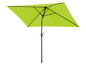 Un parasol vert avec une structure en métal.