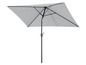 Un parasol gris avec un cadre noir.
