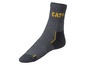 Chaussettes Caterpillar grises avec des détails jaunes.