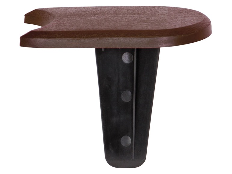 Pieds de chaise en plastique brun foncé avec fixation noire.