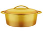 Cocotte en fonte jaune avec couvercle