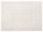 Un tapis de bain blanc avec une bordure décorative.