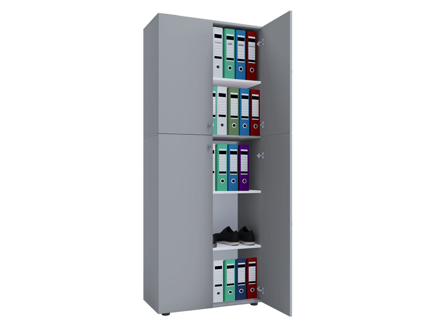 Armoire de bureau Lona (portes battantes, XXl, gris)