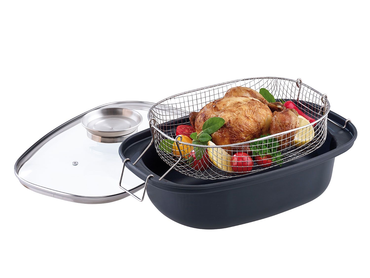 Cocotte arôme avec panier friture GSW 414593 Acier carbone 4 / 32 cm Tous feux dont induction - vue 3