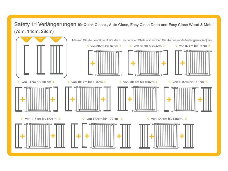 Aller en mode plein écran : Safety 1st Extension pour barrière de sécurité U - Pressure Fit Extension+, 7, 14 ou 28 cm - Image 2