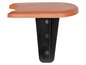 Un plateau de table en plastique orange avec un pied noir.