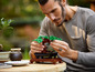 Un homme construit un bonsaï LEGO.