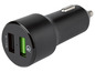 Un chargeur de voiture noir avec deux ports USB.
