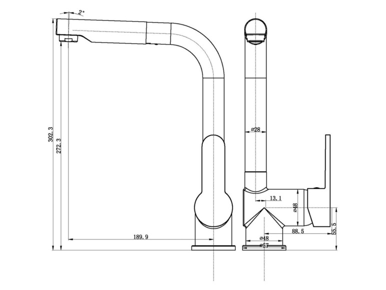 Aller en mode plein écran : Schütte Mitigeur basse pression LONDON, avec jet rétractable - Image 6